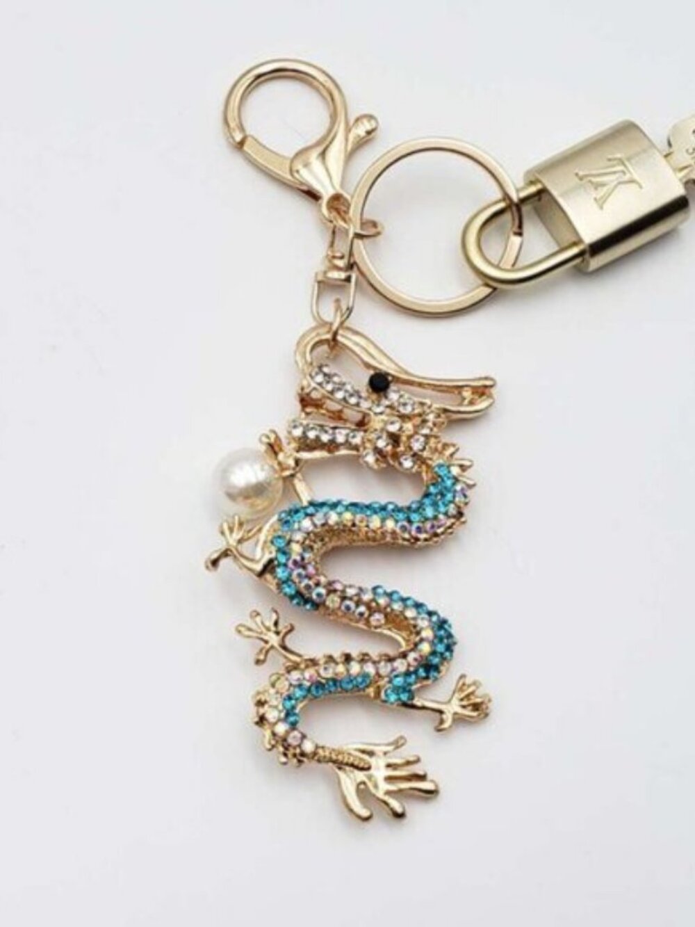 Louis Vuitton Gold Lock & Key 🔑 Authentic LV Unbranded Dragon Keychain Charm - Picture 4 of 8
